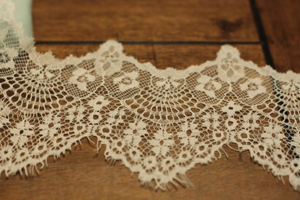 White Elastic Lace Trim: 5 Inch Soft Stretch Ribbon