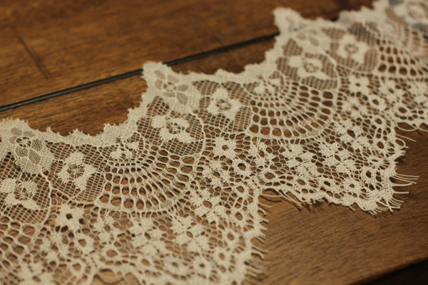 White Elastic Lace Trim: 5 Inch Soft Stretch Ribbon