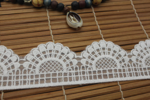 Vintage Embroidered Cotton Lace Ribbon: Scalloped Edge Trim, DIY Crafts