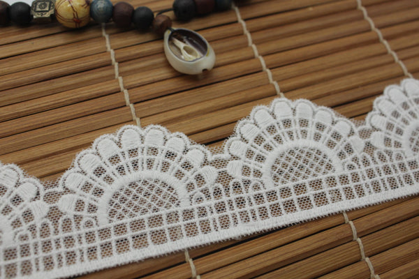 Vintage Embroidered Cotton Lace Ribbon: Scalloped Edge Trim, DIY Crafts