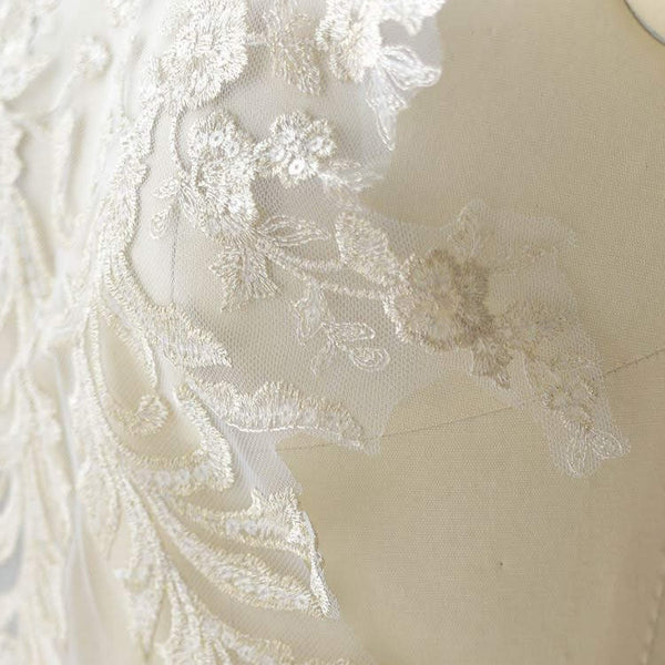 White & Gold Bridal Lace Applique: Wedding Dress Bodice