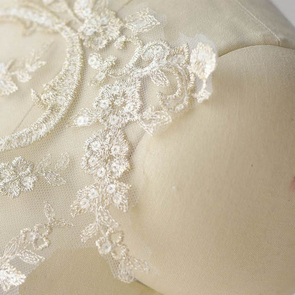 White & Gold Bridal Lace Applique: Wedding Dress Bodice