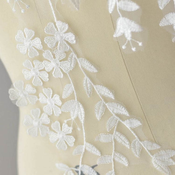 White Floral Lace Applique: Bridal Bodice Embellishment
