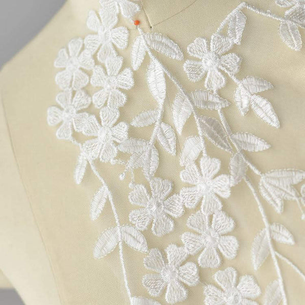 White Floral Lace Applique: Bridal Bodice Embellishment