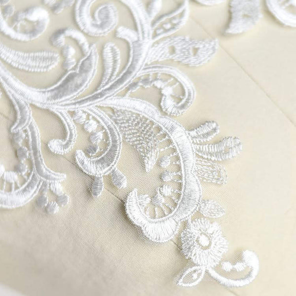 White Lace Applique Pair: Bridal Dress Trim ALA-13