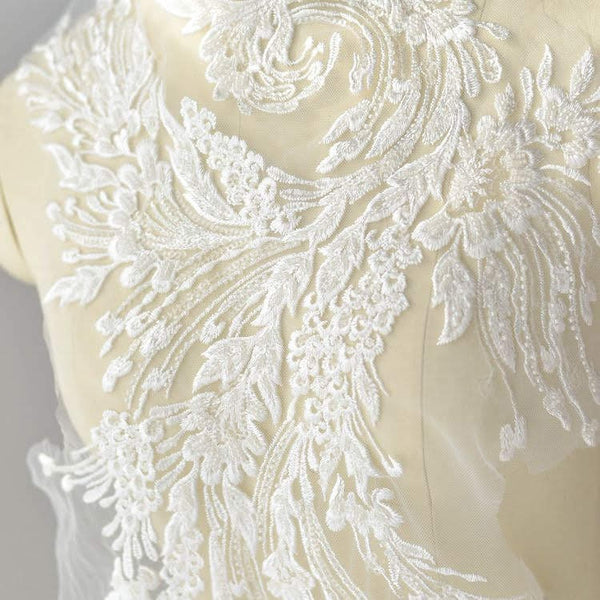 White Bridal Lace Applique: Wedding Dress Bodice Embellishment