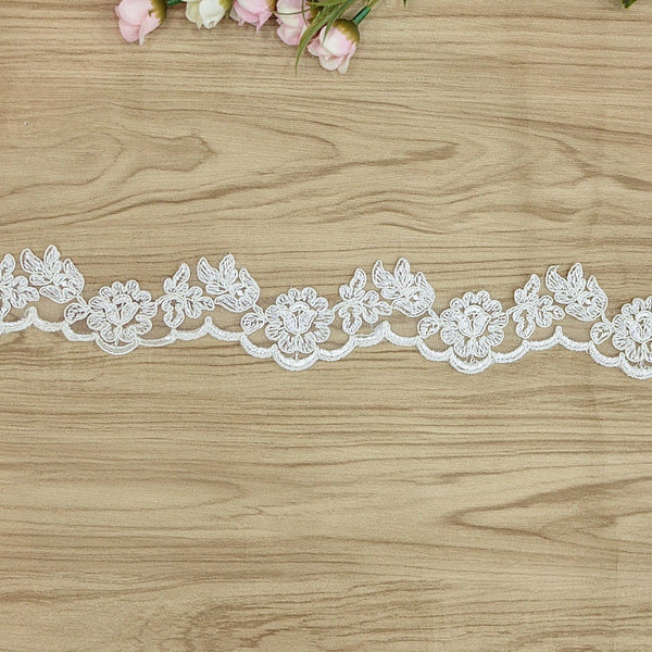 Floral Bridal Lace Trim: Off-White Wedding Veil DIY