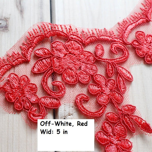 White Alencon Lace Trim: Bridal Wedding Dress Fabric