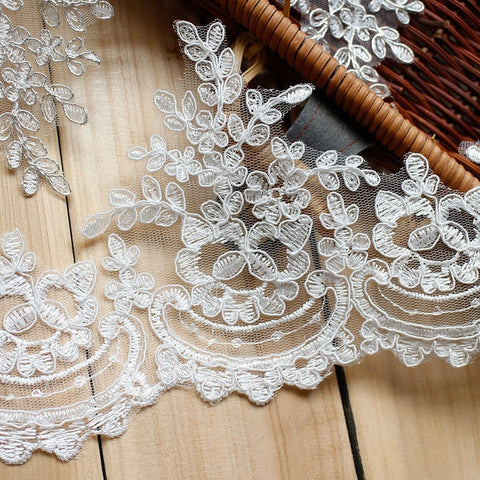 Alencon Lace Trim: Elegant Floral Edge, Sewing & Crafting - 6 1/8" Wide