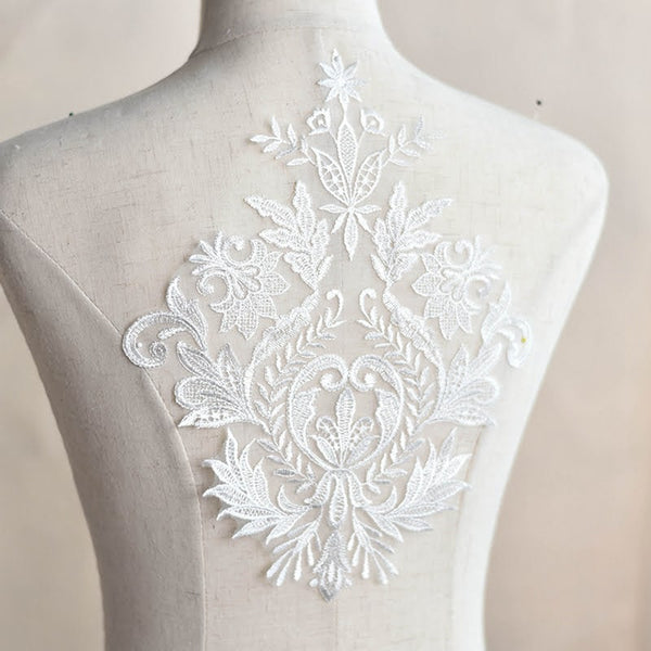 White Lace Applique: Bridal Bodice Embellishment (9x12.25 in)