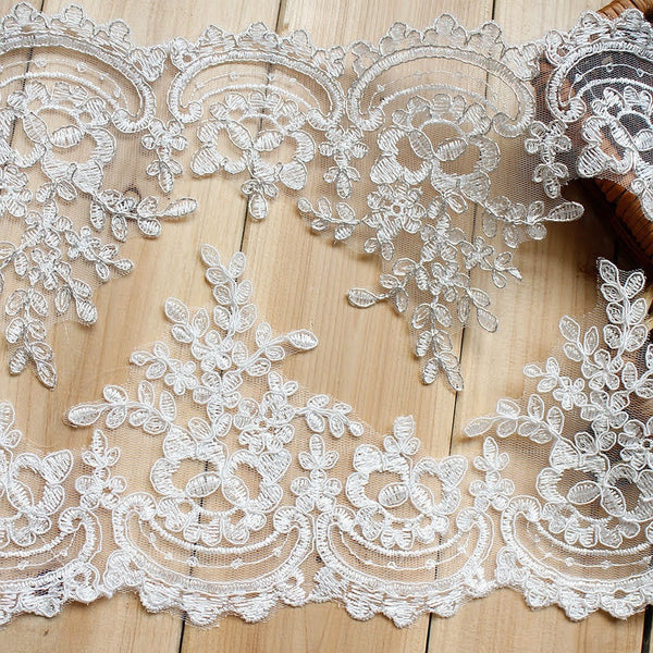 Alencon Lace Trim: Elegant Floral Edge, Sewing & Crafting - 6 1/8" Wide