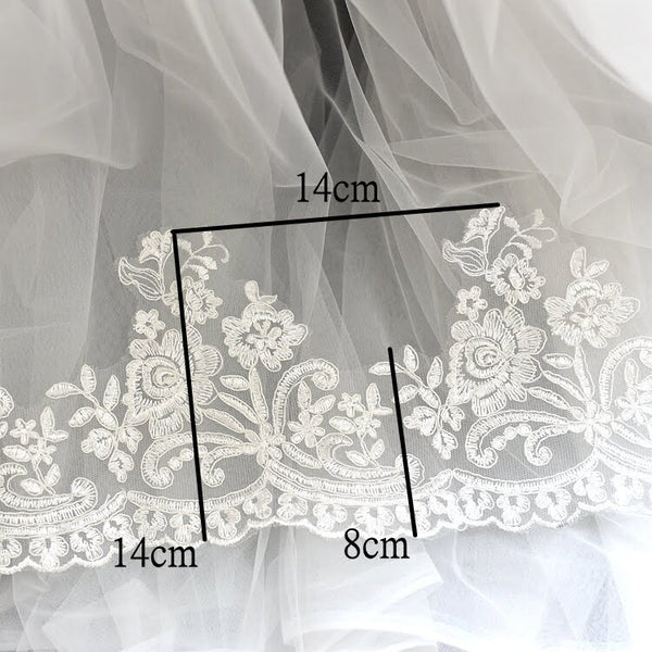 White Bridal Alencon Lace Trim: Wedding Dress Fabric