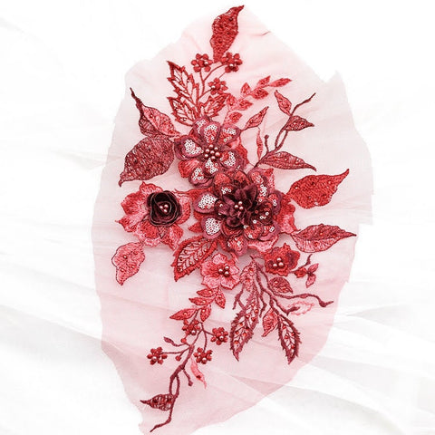 White Floral Lace Applique: Bridal Bodice Trim ALA-132