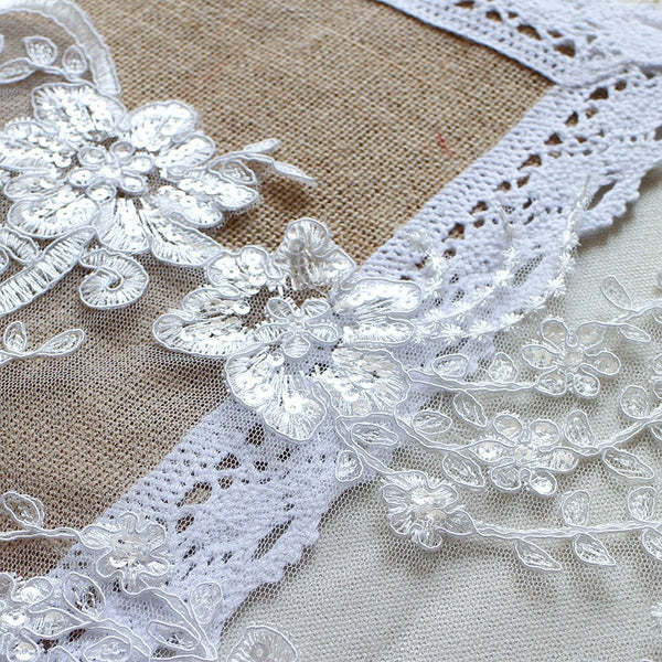 White Floral Lace Applique: Bridal Bodice Embellishment