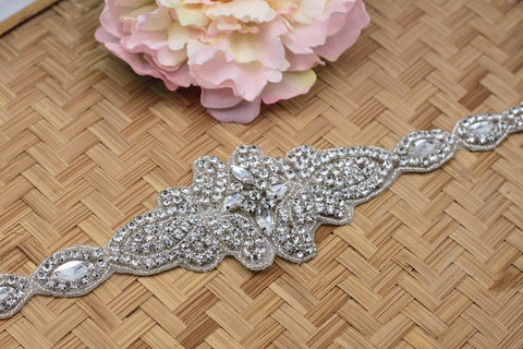 Rhinestone Bridal Belt Patch: Elegant Wedding Dress Applique