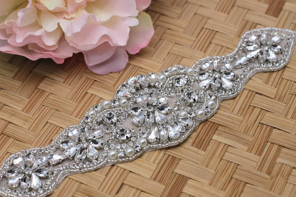 Rhinestone Bridal Applique: Iron-On Patch for Wedding Dress