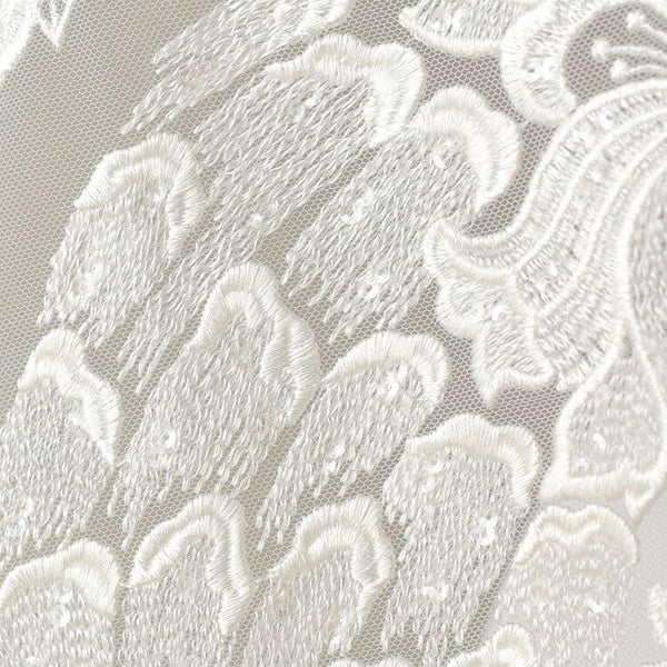 White Floral Lace Applique: Bridal Bodice Embellishment (12.5x51.125 in)