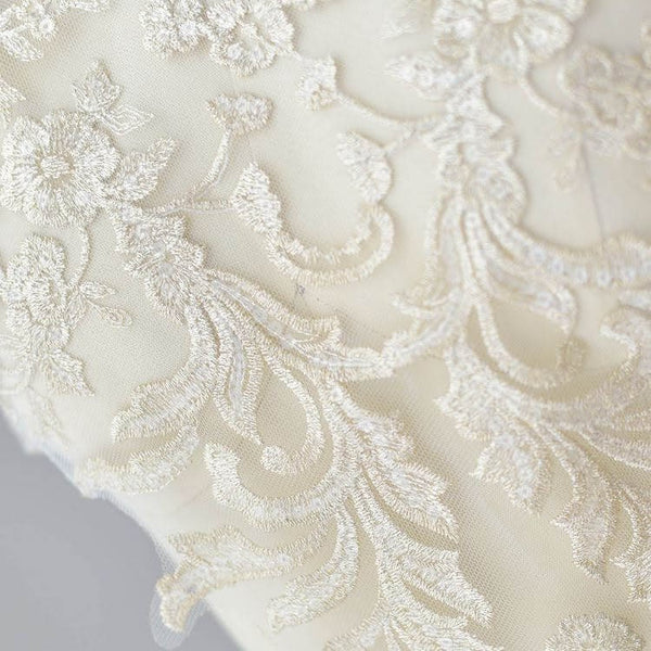 White & Gold Bridal Lace Applique: Wedding Dress Bodice