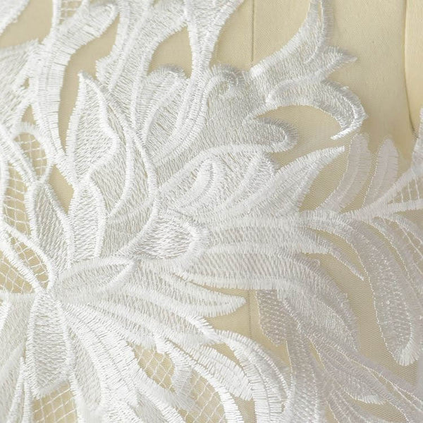 White Floral Lace Applique: Bridal Bodice Embellishment (11 7/8 x 41 3/4 in)