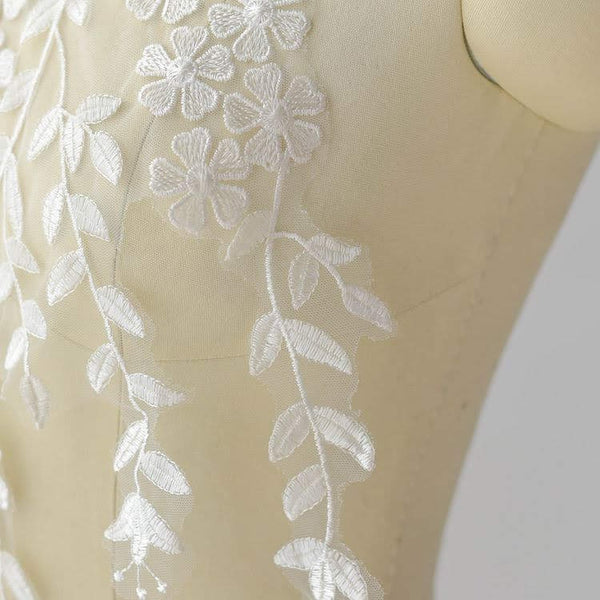 White Floral Lace Applique: Bridal Bodice Embellishment