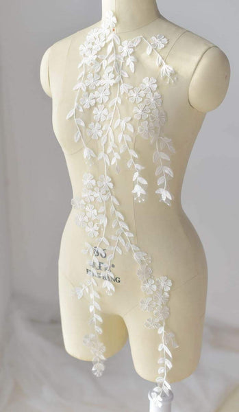 White Floral Lace Applique: Bridal Bodice Embellishment