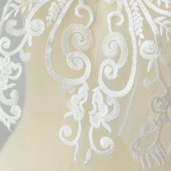 Bridal Lace Applique Pair: Embroidered Wedding Gown Embellishment