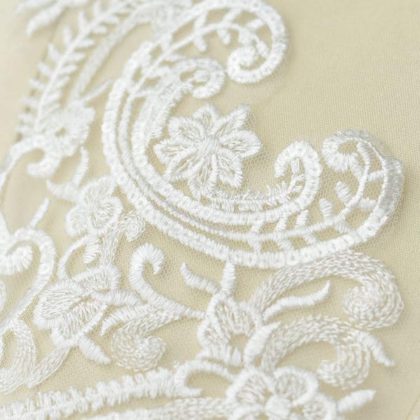 Bridal Lace Applique Pair: Embroidered Wedding Gown Embellishment