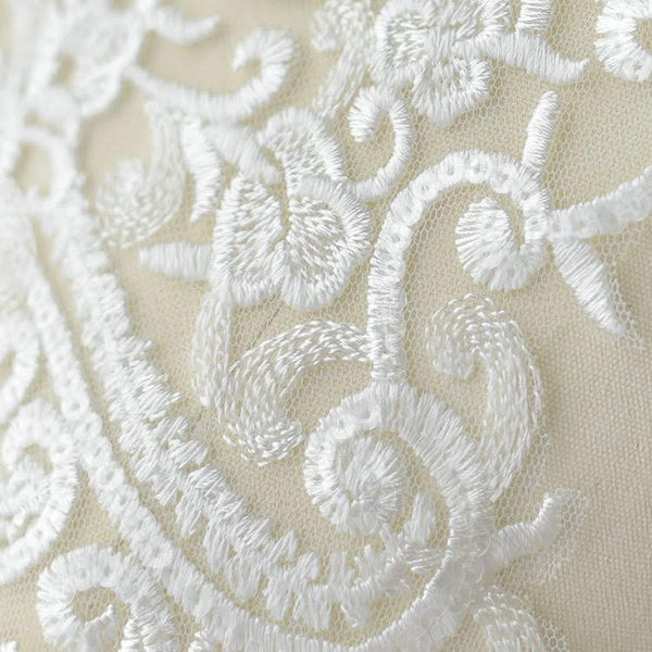 Bridal Lace Applique Pair: Embroidered Wedding Gown Embellishment