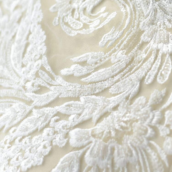 White Bridal Lace Applique: Wedding Dress Bodice Embellishment