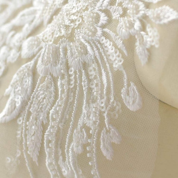 White Bridal Lace Applique: Wedding Dress Bodice Embellishment