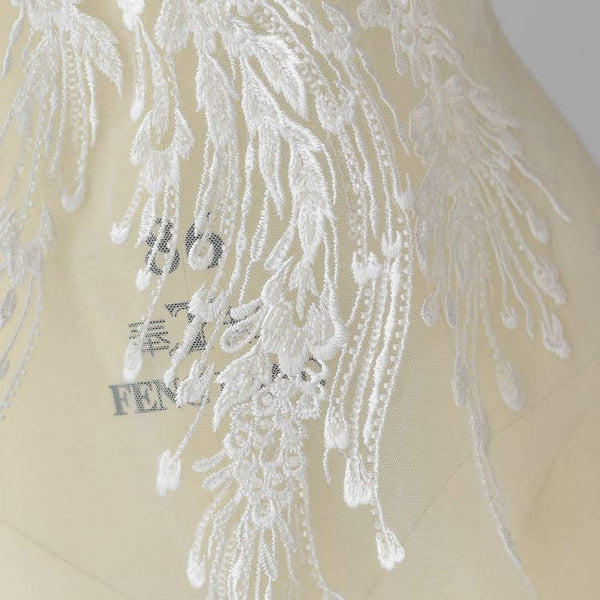 White Bridal Lace Applique: Wedding Dress Bodice Embellishment