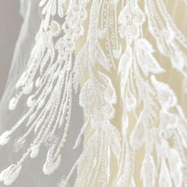White Bridal Lace Applique: Wedding Dress Bodice Embellishment