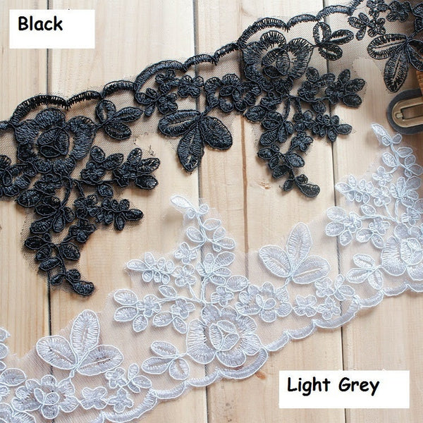 White Alencon Lace Trim: Bridal Wedding Dress Fabric
