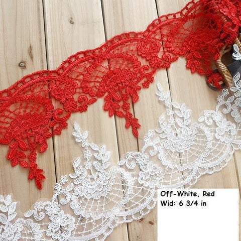 White Alencon Lace Trim: Bridal Wedding Dress Fabric