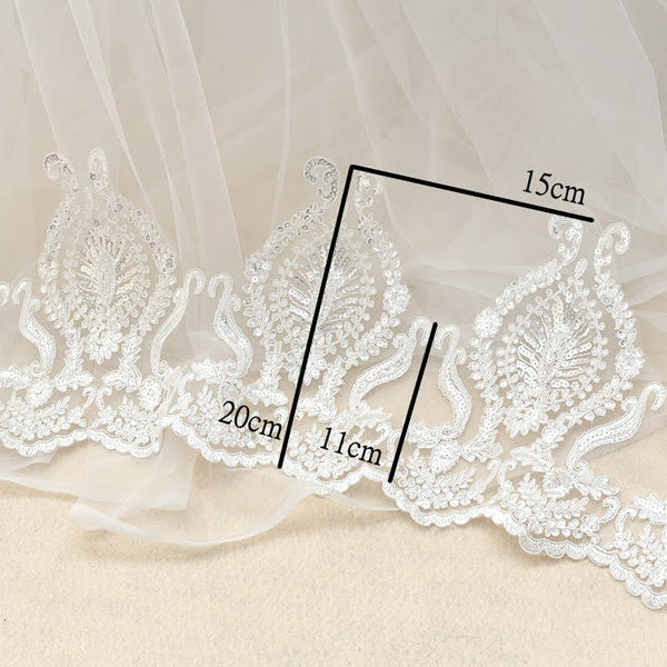 White Alencon Lace Trim: Bridal Wedding Dress Fabric