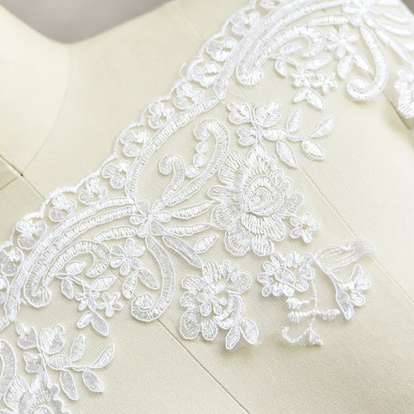 White Bridal Alencon Lace Trim: Wedding Dress Fabric