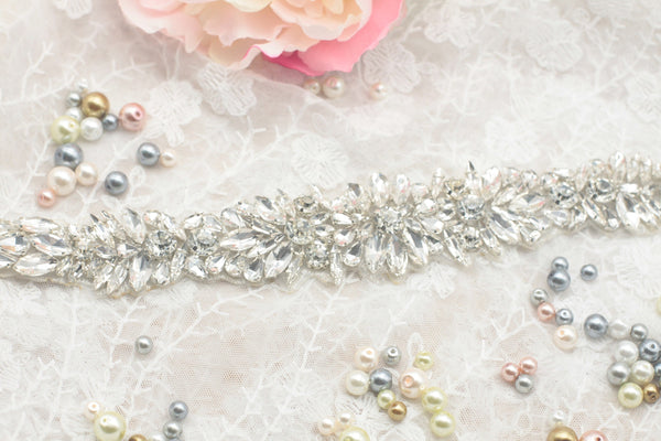 Rhinestone Bridal Applique: Iron-On Patch for Wedding Dress