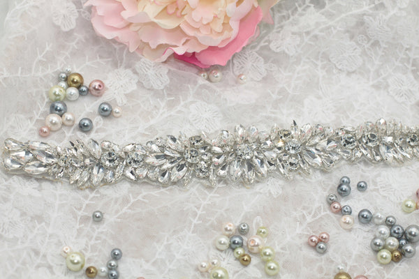 Rhinestone Bridal Applique: Iron-On Patch for Wedding Dress