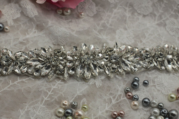 Rhinestone Bridal Applique: Iron-On Patch for Wedding Dress