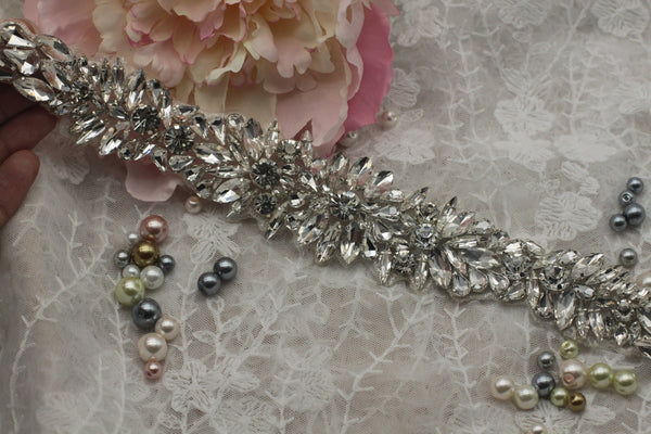 Rhinestone Bridal Applique: Iron-On Patch for Wedding Dress