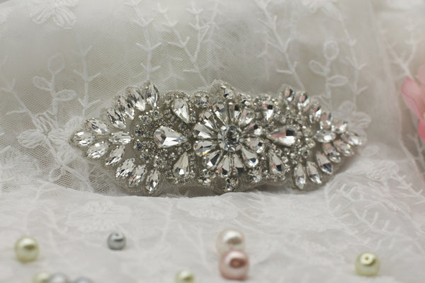 Rhinestone Bridal Applique: Iron-On Patch for Wedding Dress
