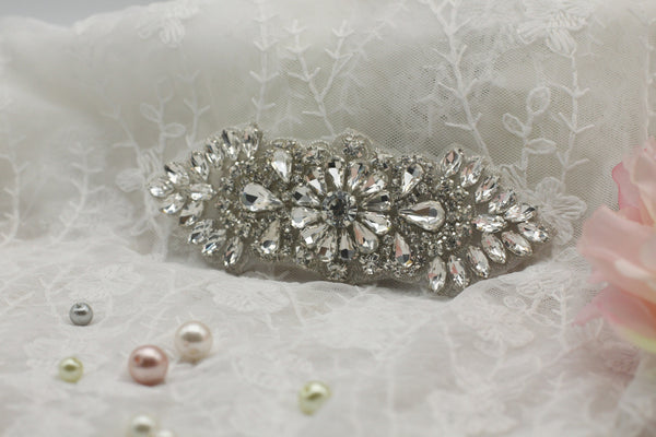 Rhinestone Bridal Applique: Iron-On Patch for Wedding Dress