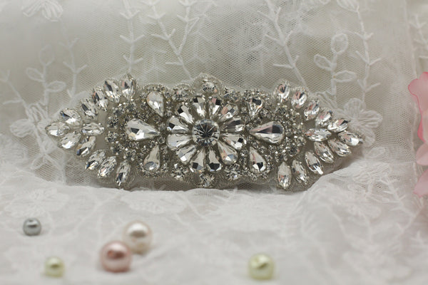 Rhinestone Bridal Applique: Iron-On Patch for Wedding Dress