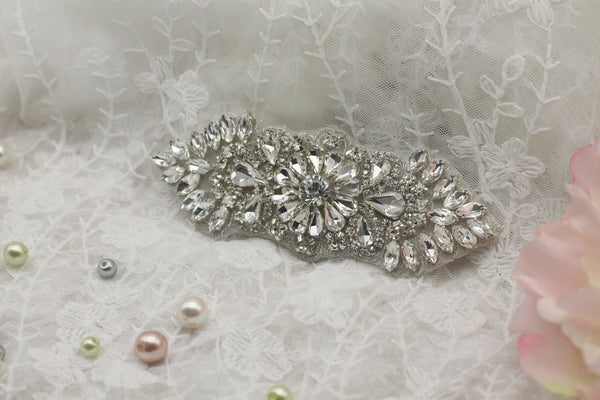 Rhinestone Bridal Applique: Iron-On Patch for Wedding Dress