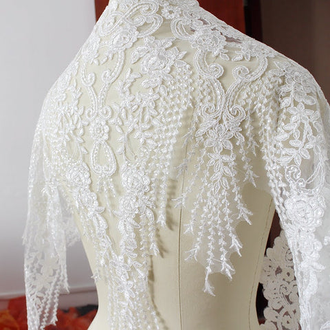 Floral Embroidery Bridal Lace Trim: Off-White Wedding Dress Veil Accent