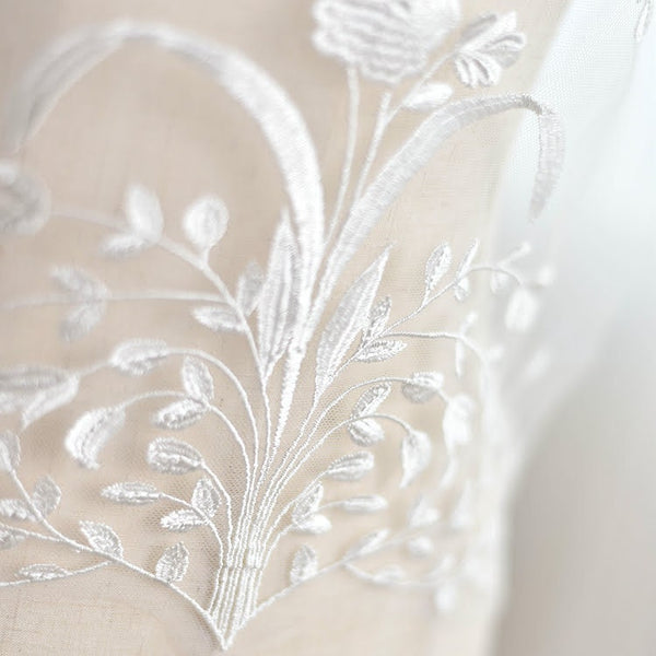 White Floral Lace Applique: Bridal Bodice Piece (17 3/8 x 12 1/4 in)