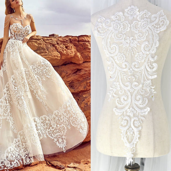 White Lace Applique: Bridal Bodice, Wedding Dress Embellishment
