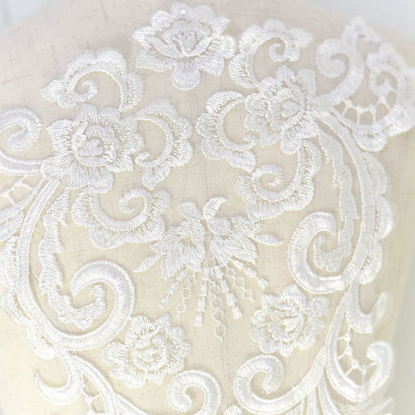 White Lace Applique: Bridal Bodice, Wedding Dress Embellishment