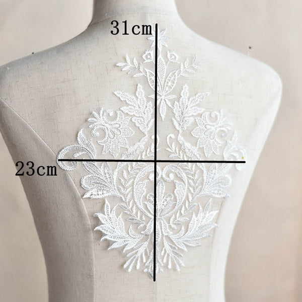 White Lace Applique: Bridal Bodice Embellishment (9x12.25 in)