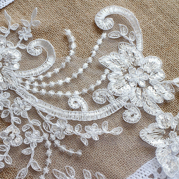 White Floral Lace Applique: Bridal Bodice Embellishment